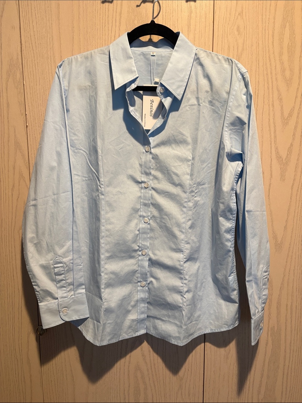 Light Blue Button-Front Women's Blouse by Beninos NWT